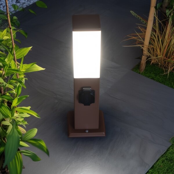 Brilagi - Външна лампа NOVA с 2 SCHUKO контакта, 1xE27/15W/230V, 40 см, IP44, кафява