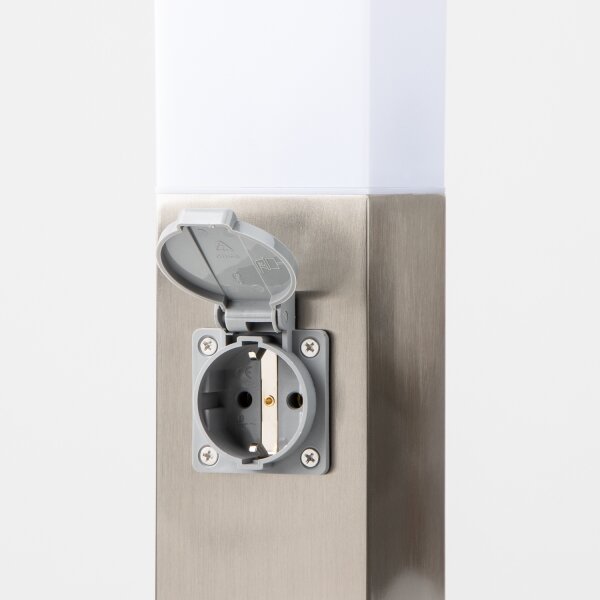 Brilagi - Външна лампа NOVA с 2 SCHUKO контакта, 1xE27/15W/230V, 40 см, IP44, хром
