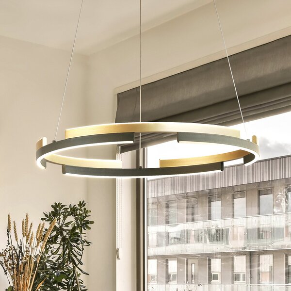 FISCHER & HONSEL LED висящо осветление Circly, метал, дистанционно, CCT, димируемо, Затъмняване, Черен, Дневна/трапезария, Метал, Модерен