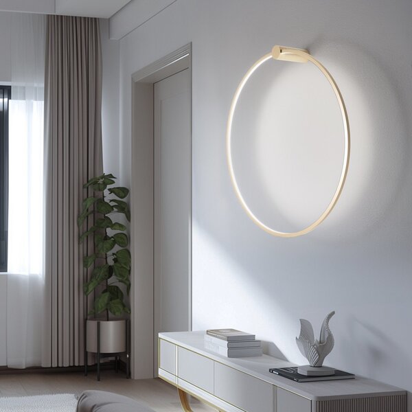 Milagro Lighting LED стенна лампа Saturno, златна, Ø 80 cm, метал, 4000 K, Злато / месинг, Дневна/трапезария, Алуминий, Модерен