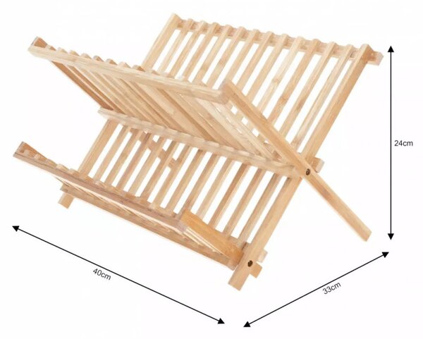 Сушилник за съдове Kinghoff KH 1631, 2 нива, Сгъваем, 40x33x24 см, Бамбук