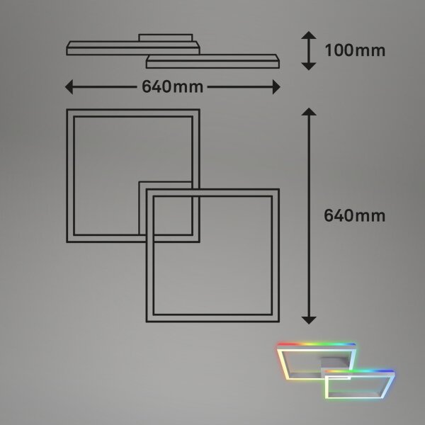 Brilo - LED RGBW Димируем полилей за повърхностен монтаж FRAME 2xLED/17W/230V 2700-6500K + д.у