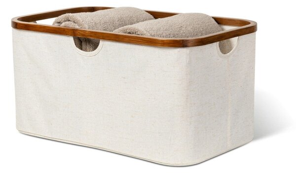 Кремав текстилен сгъваем кош за пране Bamboo/Linen – Bigso