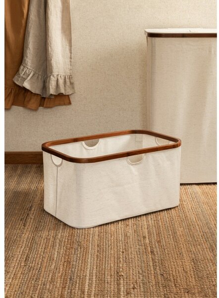 Кремав текстилен сгъваем кош за пране Bamboo/Linen – Bigso