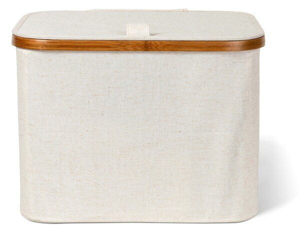 Кремава текстилна кутия за съхранение с капак 40,5x33x30 cm Bamboo/Linen – Bigso