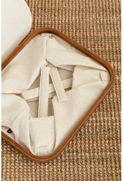 Кремава текстилна кутия за съхранение с капак 40,5x33x30 cm Bamboo/Linen – Bigso