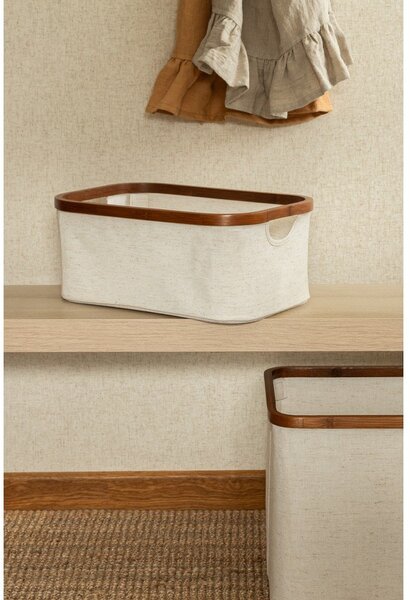 Кремава текстилна кутия за съхранение 38x26x16 cm Bamboo/Linen – Bigso