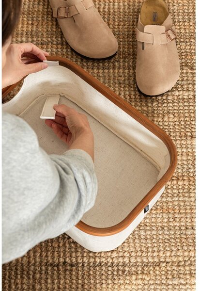Кремава текстилна кутия за съхранение 38x26x16 cm Bamboo/Linen – Bigso