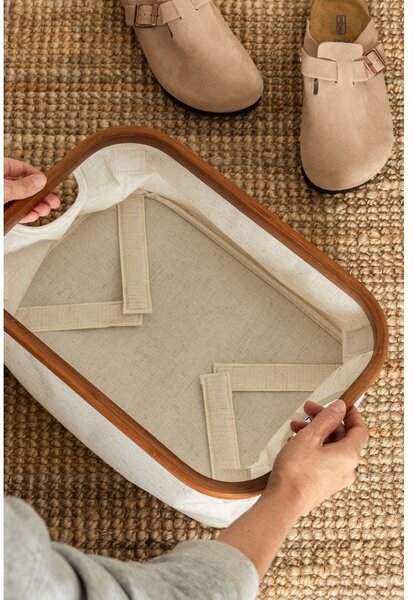 Кремава текстилна кутия за съхранение 38x26x16 cm Bamboo/Linen – Bigso
