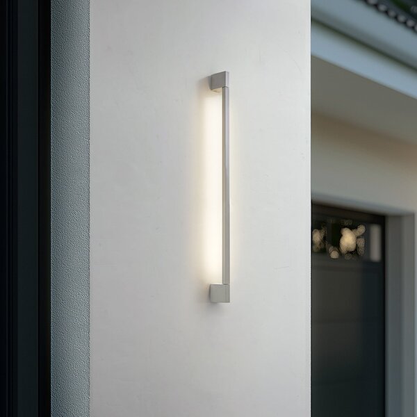 Lindby LED външна стенна лампа Neano, 90 cm, каменно сива, IP54, Сив, Алуминий, Модерен