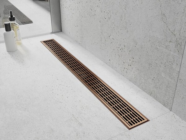 Mexen Flat 360° M33 въртящ се линеен сифон 80 см, четкана мед - 1C33080-40