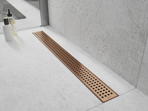 Mexen Flat 360° M08 въртящ се линеен сифон 90 см, четкан мед - 1C25090-40