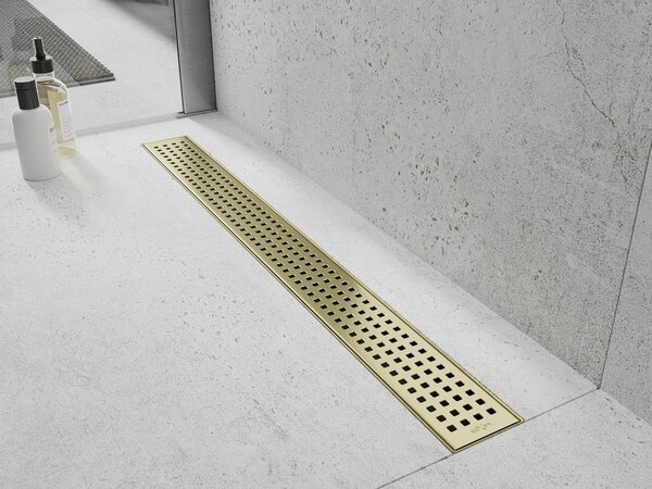 Mexen Flat 360° M08 въртящ се линеен сифон 50 см, злато четкано - 1A25050-40