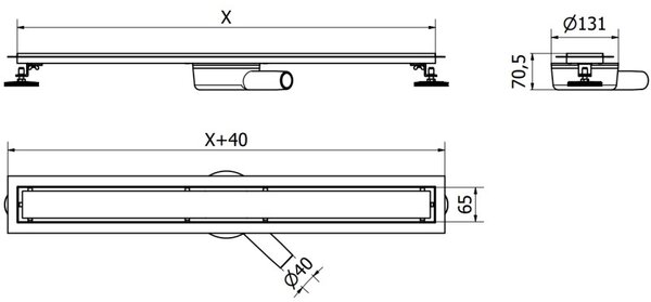 Mexen Flat 360° M08 въртящ се линеен сифон 60 см, четкано оръжейно сиво - 1E25060-40