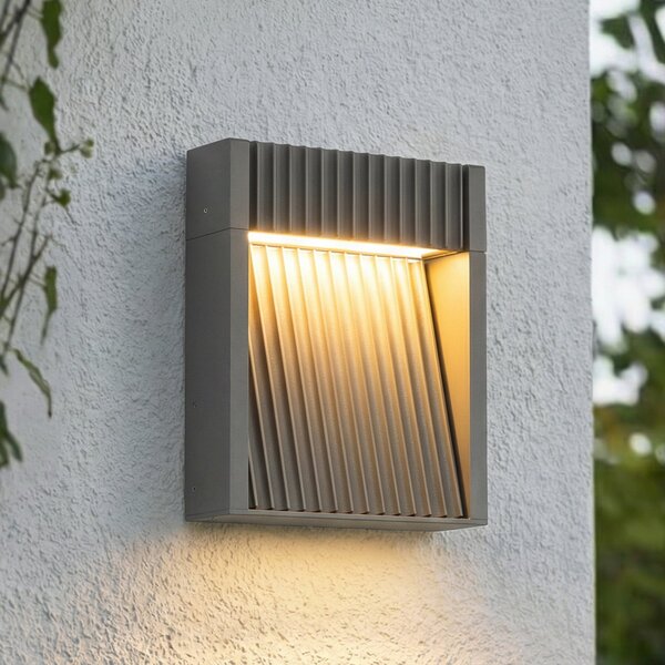 Lucande LED външна стенна лампа Tavion, 16 cm, антрацит, IP65, Черен, Алуминий, Модерен