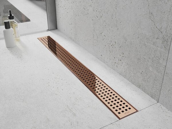 Mexen Flat 360° M08 въртящ се линеен сифон 50 см, розово злато - 1625050-40