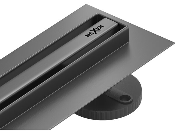 Mexen Flat 360° Slim линеен въртящ се сифон 120 см, четкано оръжейно сиво - 1E41120
