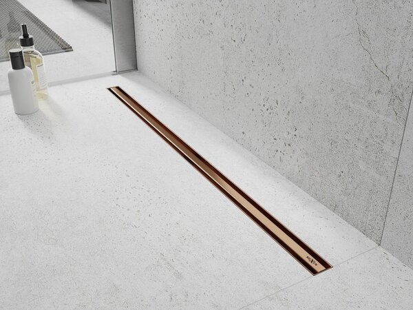 Mexen Flat 360° Slim въртящ се линеен сифон 50 см, четкана мед - 1C41050