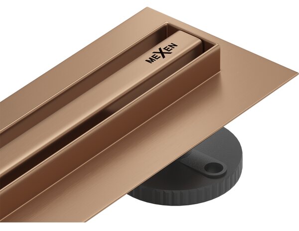 Mexen Flat 360° Slim въртящ се линеен сифон 50 см, четкана мед - 1C41050