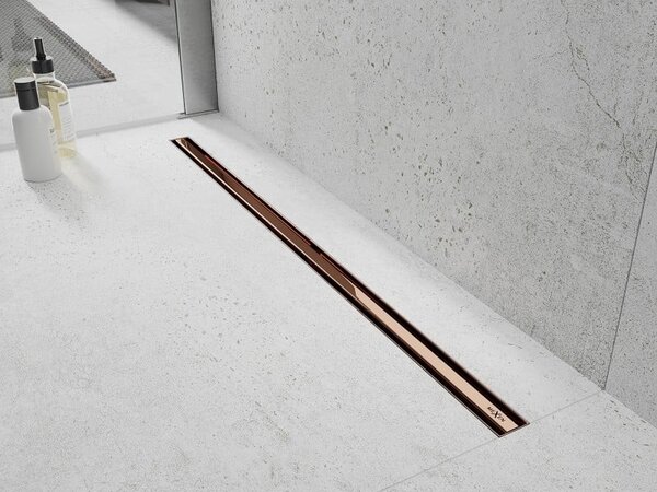 Mexen Flat 360° Slim линеен въртящ се сифон 50 см, розово злато - 1641050