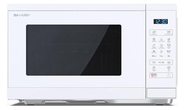 Микровълнова фурна Sharp YC-MG252AE-C, с грил, механично управление, 900W, 25 л. обем, 11 степени на мощност, бяла