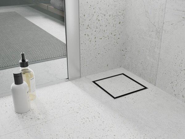 Mexen Flat-Q M13 квадратен подов сифон 12 x 12 см, четкано пистолетно сиво - 1E10012
