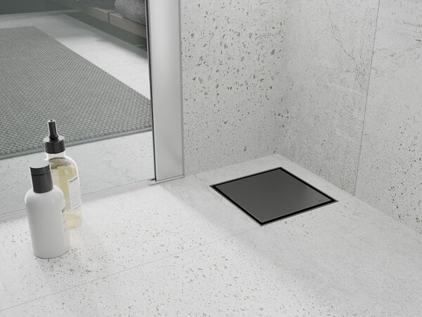 Mexen Flat-Q M13 квадратен подов сифон 12 x 12 см, четкано пистолетно сиво - 1E10012