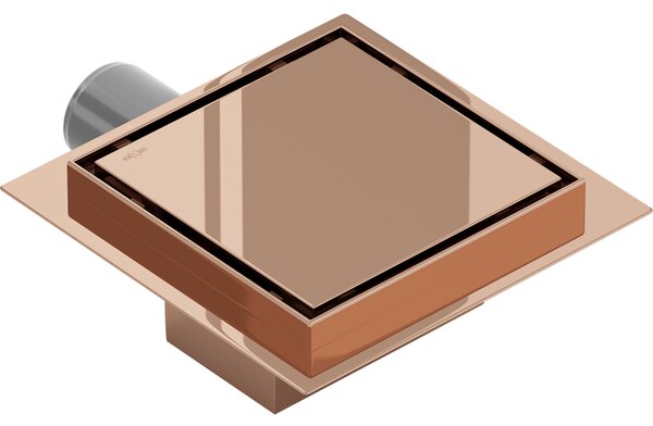 Mexen Flat-Q M13 квадратен подов сифон 15 x 15 см, розово злато - 1610015