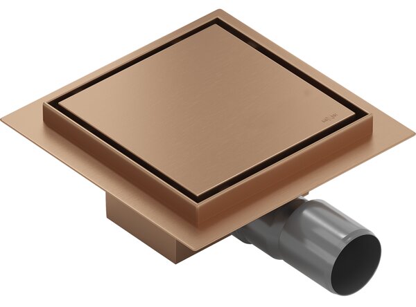 Mexen Flat-Q M13 квадратен подов сифон 12 x 12 см, четкана мед - 1C10012