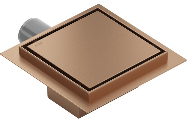 Mexen Flat-Q M13 квадратен подов сифон 12 x 12 см, четкана мед - 1C10012