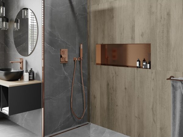 Mexen X-Wall-NR нишева полица без фланец 90 x 30 см, четкана мед - 19C1903010
