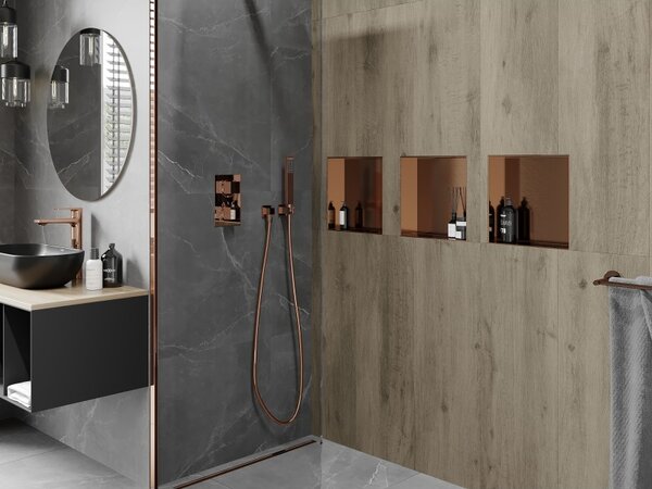 Mexen X-Wall-NR нишева рафт без фланец 30 x 30 см, мед с четка - 19C1303010