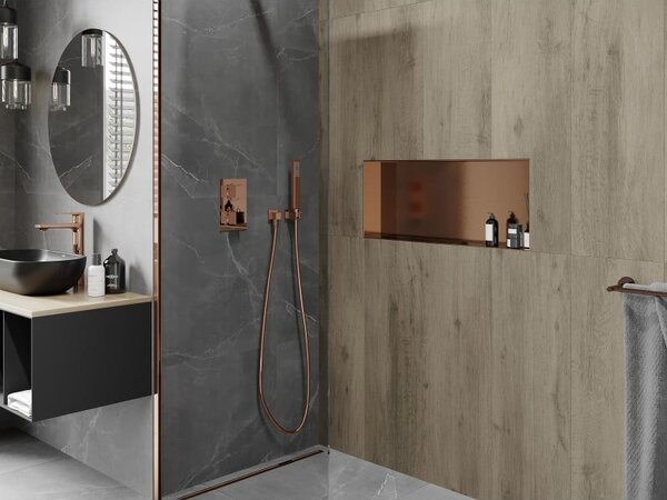 Mexen X-Wall-NR нишева полица без фланец 75 x 30 см, четкана мед - 19C1753010