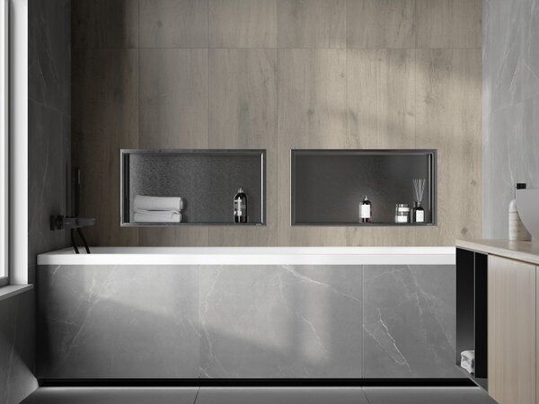 Mexen X-Wall-R вградена полица с ръб 60 x 30 cm, четкано сив металик - 19E0603010