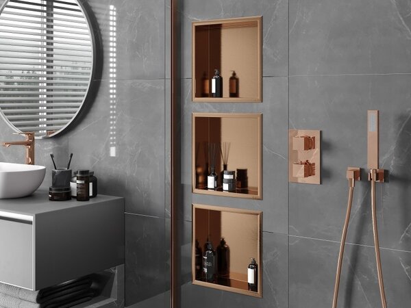 Mexen X-Wall-R ниша с рафт с яка 30 x 30 см, четкана мед - 19C0303010