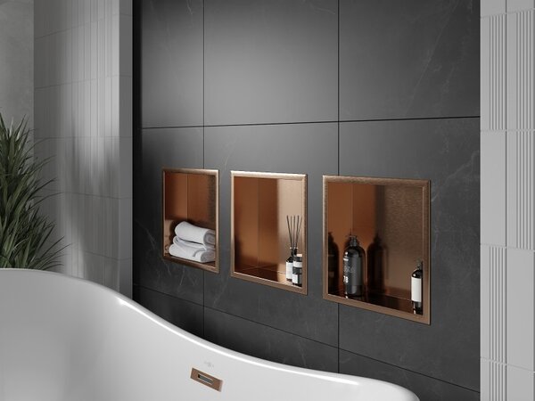 Mexen X-Wall-R ниша с рафт с яка 30 x 30 см, четкана мед - 19C0303010