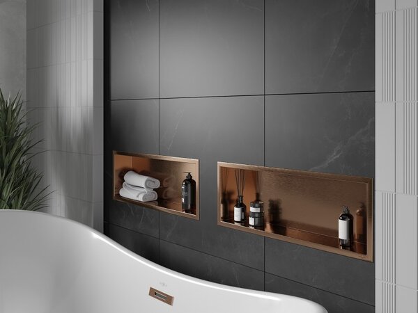 Mexen X-Wall-R нишева полица с фланец 60 x 20 см, четкана мед - 19C0602010