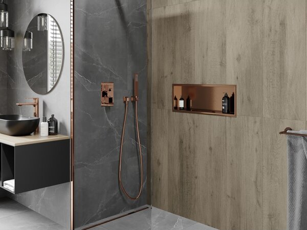 Mexen X-Wall-R нишева полица с фланец 60 x 20 см, четкана мед - 19C0602010