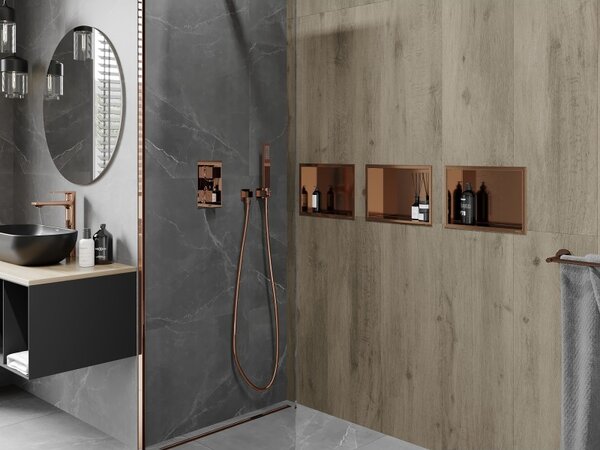 Mexen X-Wall-R вътрешен рафт с борд 30 x 20 см, четкана мед - 19C0302010