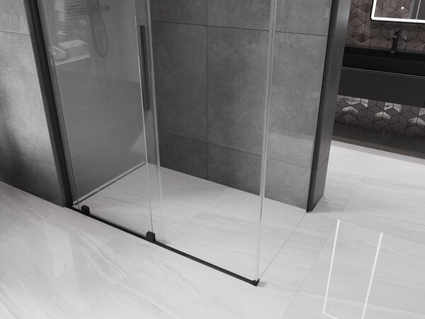 Mexen Velar плъзгаща се душ кабина 160 x 80 см, прозрачна, черна - 871-160-080-01-70