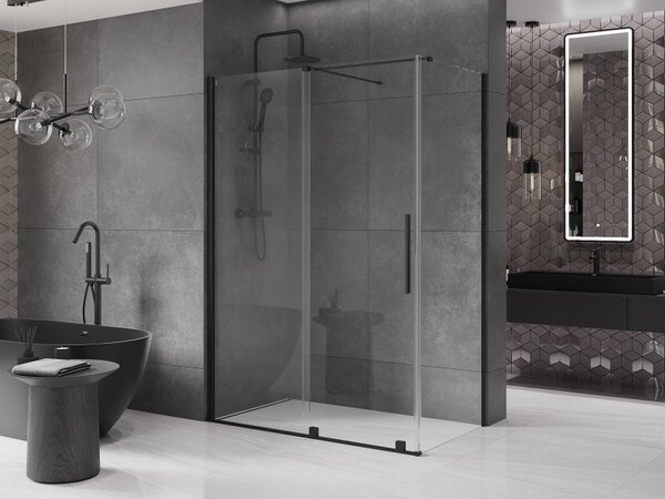 Mexen Velar плъзгаща се душ кабина 160 x 80 см, прозрачна, черна - 871-160-080-01-70
