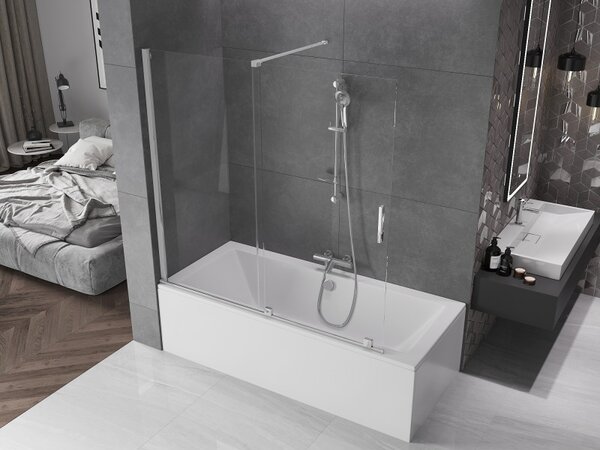 Mexen Velar разширяващ се параван за вана с 2 крила 160 x 150 см, прозрачен, хром