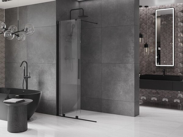 Mexen Velar плъзгаща се душ кабина Walk-in 120 x 200 см, прозрачна 8 мм, черна