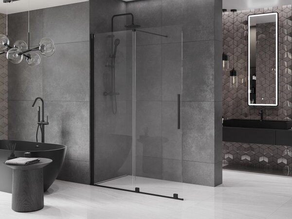 Mexen Velar плъзгаща се душ преграда Walk-in 130 x 200 см, прозрачна 8 мм, черна