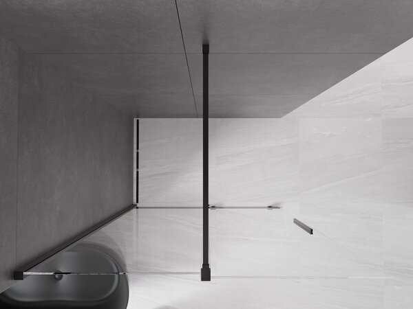 Mexen Velar плъзгаща се душ преграда Walk-in 130 x 200 см, прозрачна 8 мм, черна