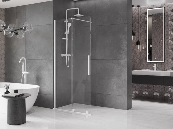 Mexen Velar плъзгаща се душ стена Walk-in 120 x 200 cm, прозрачна 8 mm, бяла - 871-120-000-03-20