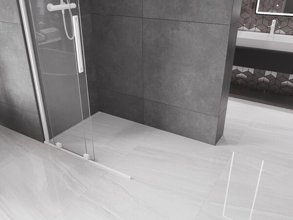 Mexen Velar плъзгаща се душ стена Walk-in 120 x 200 cm, прозрачна 8 mm, бяла - 871-120-000-03-20