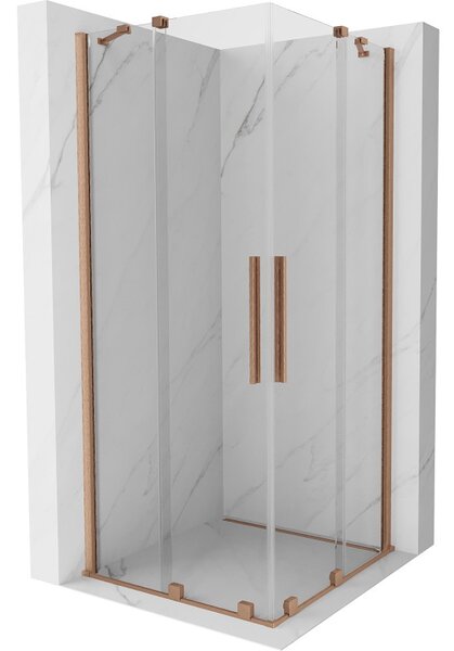 Mexen Velar Дуо плъзгаща се душ кабина 90 x 90 см, прозрачна, четкована мед