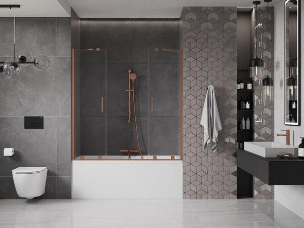 Mexen Velar Дуо параван за вана, двукрили, разтегателен, 160 x 150 см, прозрачен