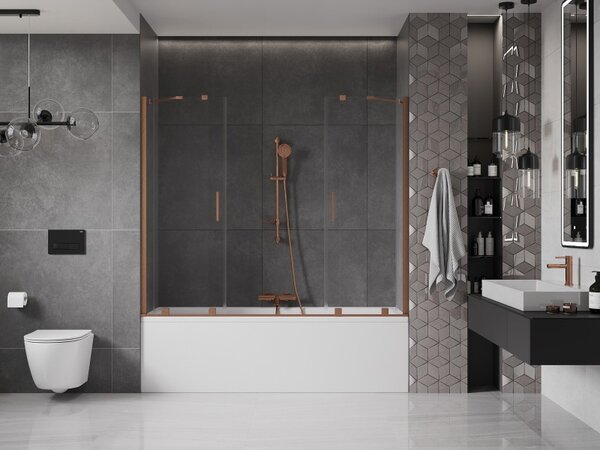 Mexen Velar Разтегаем двукрилен параван за вана Duo 200 x 150 cm, прозрачен